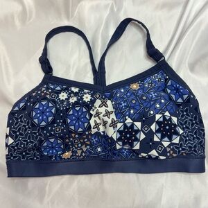 Aerie Blue Geometric Shapes Sports Bra, size XL